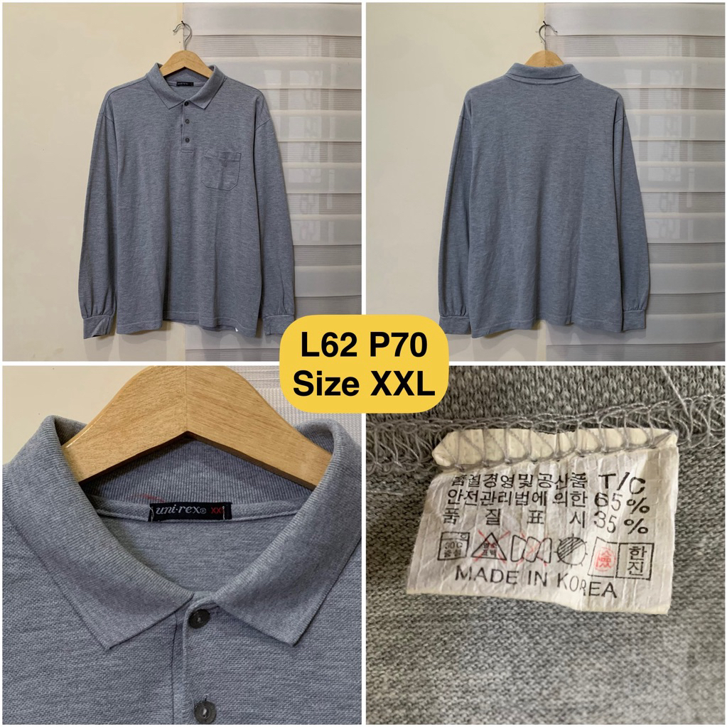 Poloshirt Lengan Panjang Unirex Abu Original