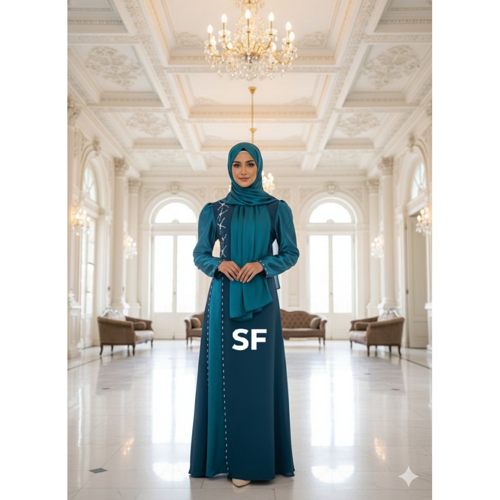 GAMIS SIPON BELAH BLUE EMERALD