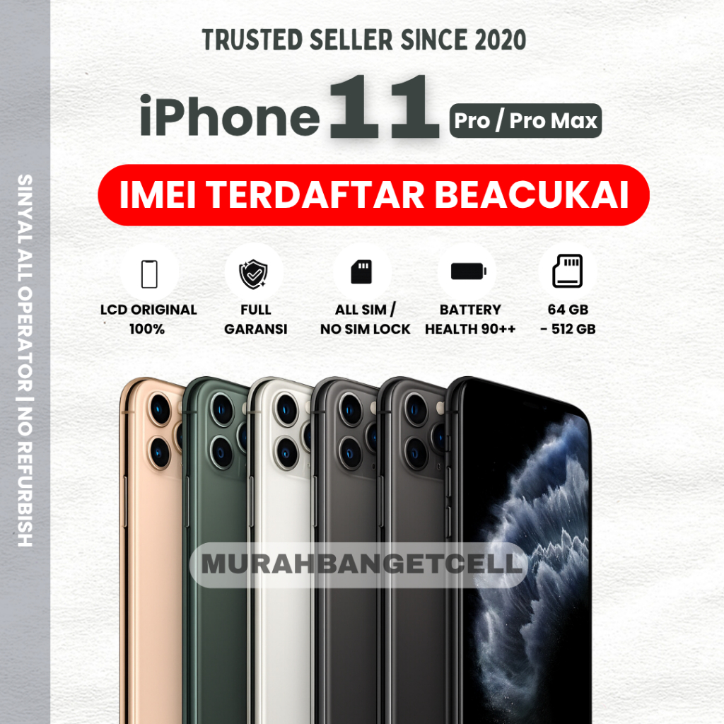 iPhone 11 pro / iP 11 Pro max  64gb 256gb imei Terdaftar BC beacukai ( Permanent ) Lcd Original 100%