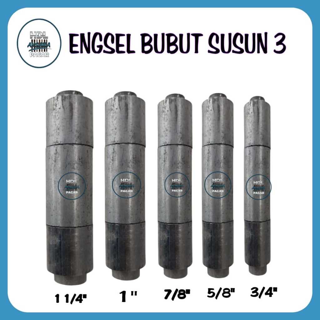 Engsel Bubut Susun 3 // 3/4 5/8 7/8 1'' 1 /14'' // Engsel Susun 3 Untuk Pintu Garasi DLL