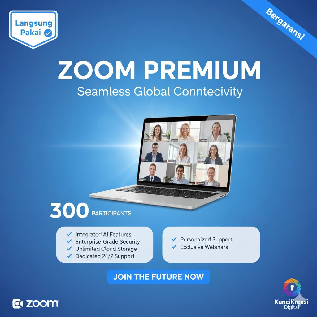 Zoom Premium 300 Peserta (1 Bulan) - Ideal untuk Kelas & Pelatihan Bulanan