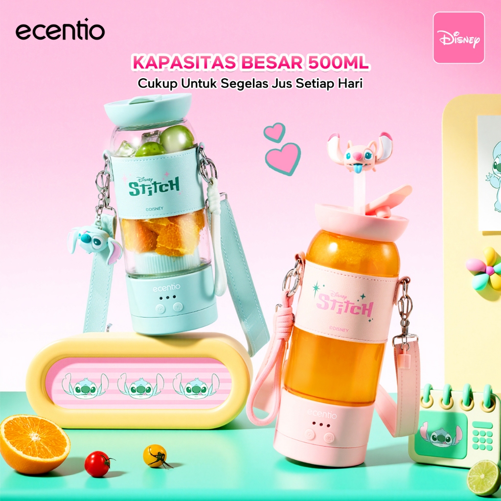 [Disney Juicer Series] ecentio Stitch Edition Botol Minum & Juicer 2 in 1 Portable blender 500ml 18 