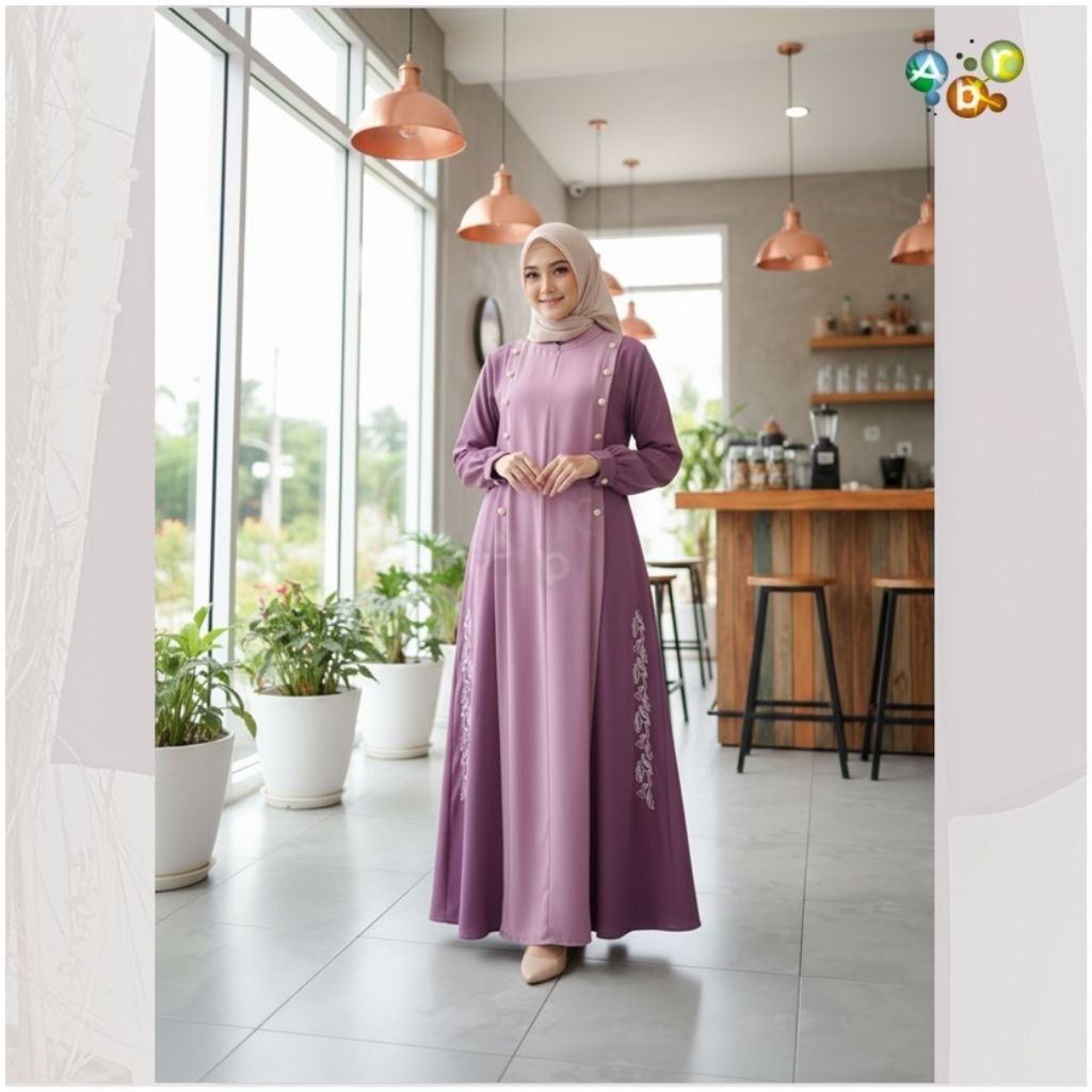 Gamis_exclusif_baju wanita kekinian_zulco butik_Marbella motif bordier samping