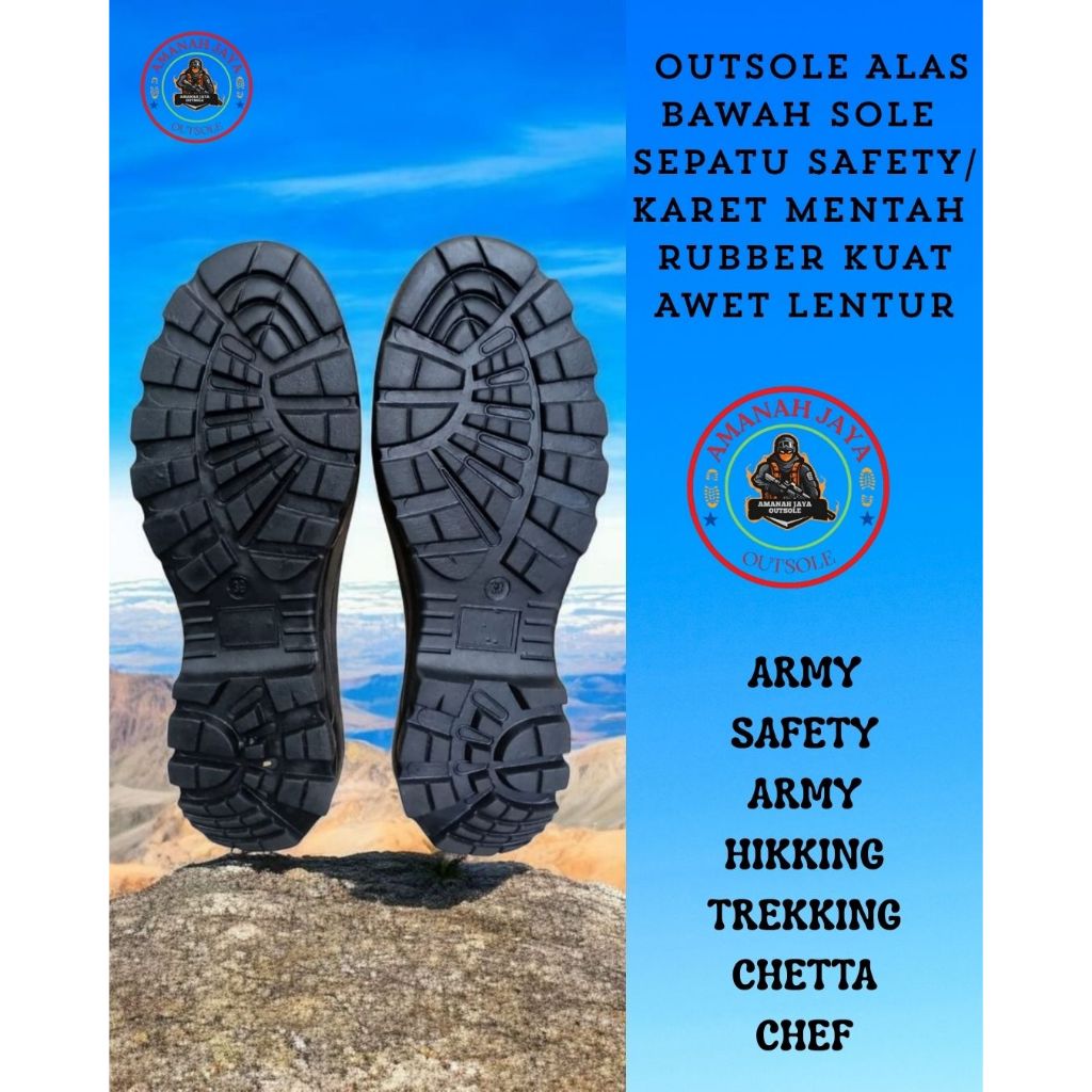 Outsole Safety PDL ARMY Sol Sepatu Bahan Karet Mentah anti licin