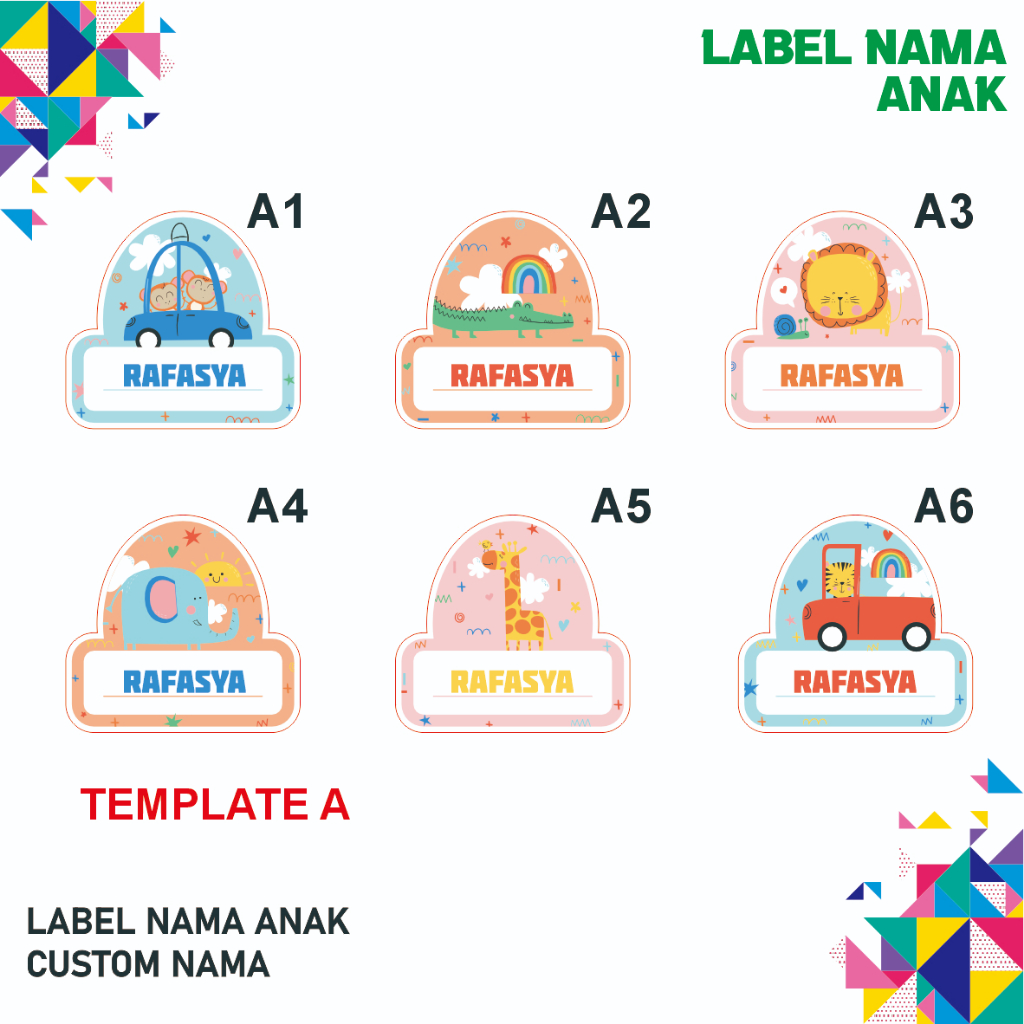 Cetak Label Nama Anak | Label Barang | Custom Sticker Nama Anak Sekolah | Stiker Label Anak Lucu | L