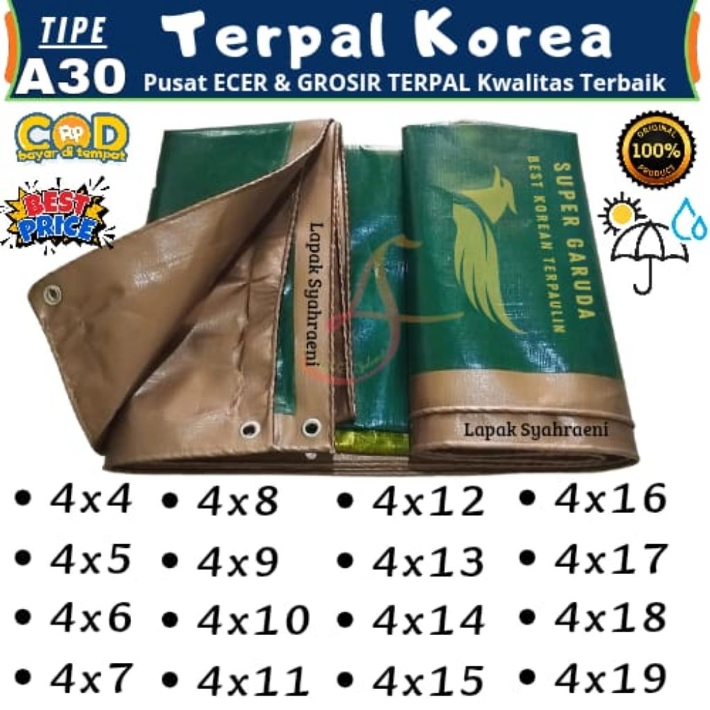 Terpal Korea A30 UV 4x5 4x6 4x7 4x8 4x9 4x10 terpal tenda terpal truk terpal waterproof terpal outdo