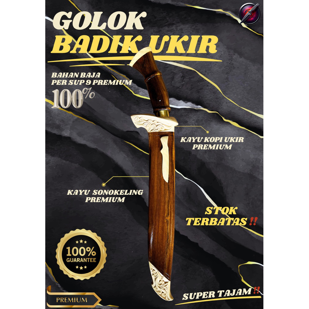 [PERKAKAS ORIGINAL] GOLOK KEBUN BADIK UKIR GOLOK BAJA SUPER TAJAM Bahan Baja Per SUP9 Asli Original