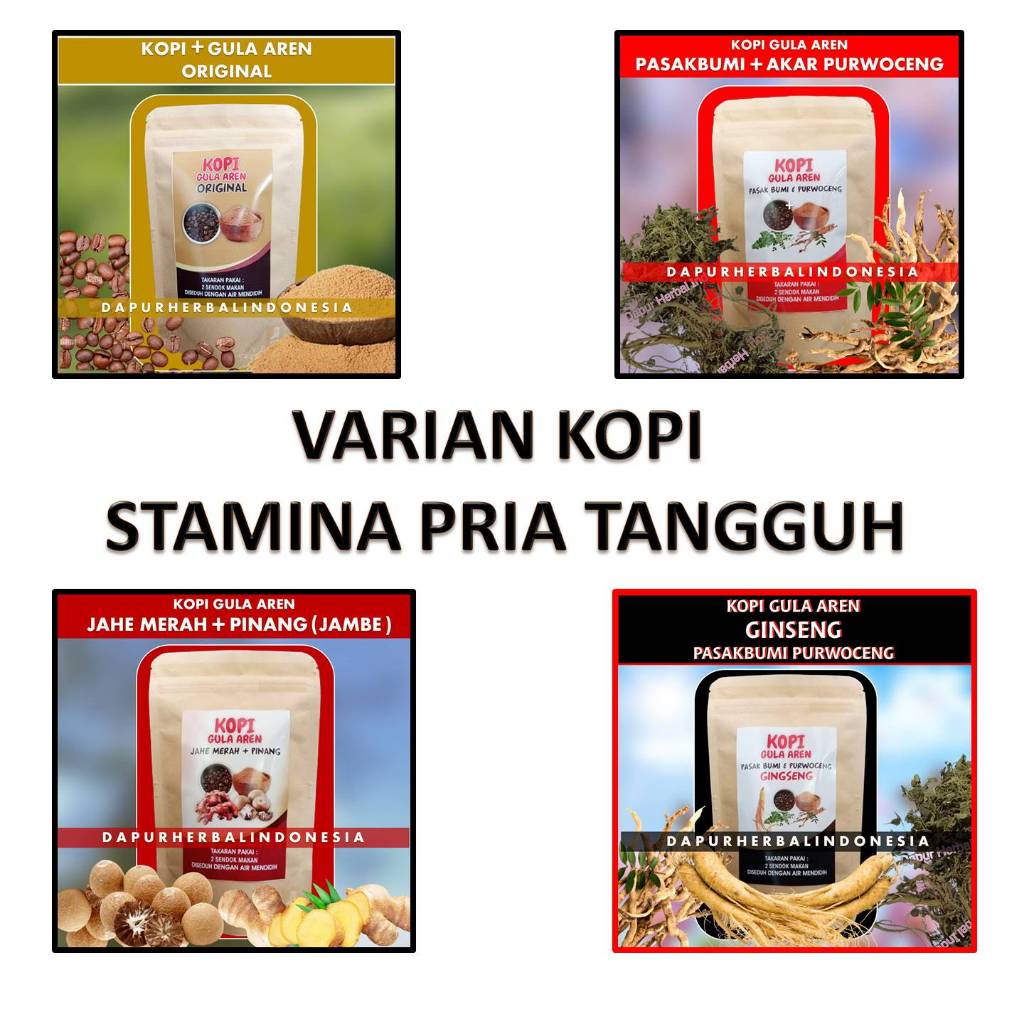 KOPI GULA AREN PURWOCENG + PASAK BUMI ( NETTO 400 GRAM )