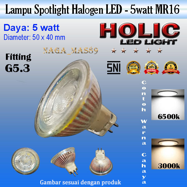 Lampu Halogen LED 5w Sorot Spotlight 12volt / 220volt  MR-16