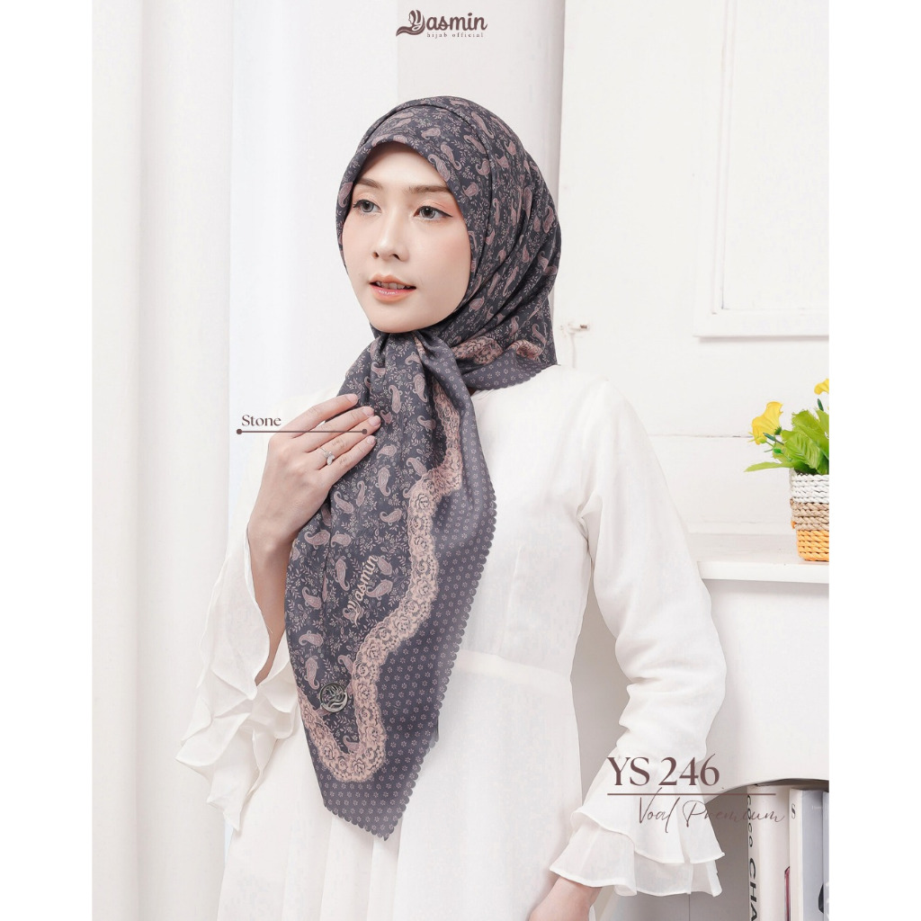 Yasmin Hijab - Segiempat Motif Voal Yasmin Ys 246 Scarf Motif Premium Yasmin Hijab