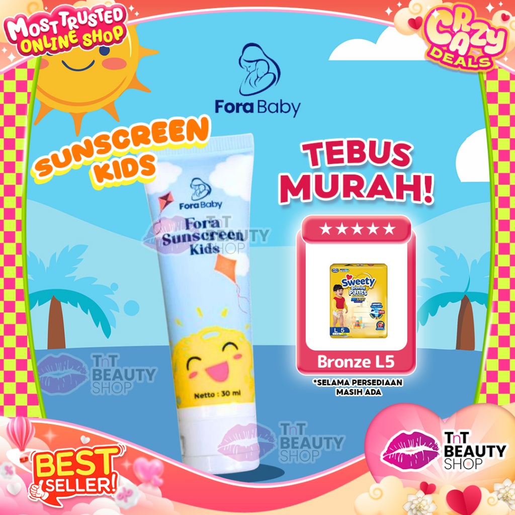 Fora Sunscreen Anak & Bayi SPF 35 PA++ Titanium Dioxide & Zinc Oxide Lengkap | TnT Beauty Shop
