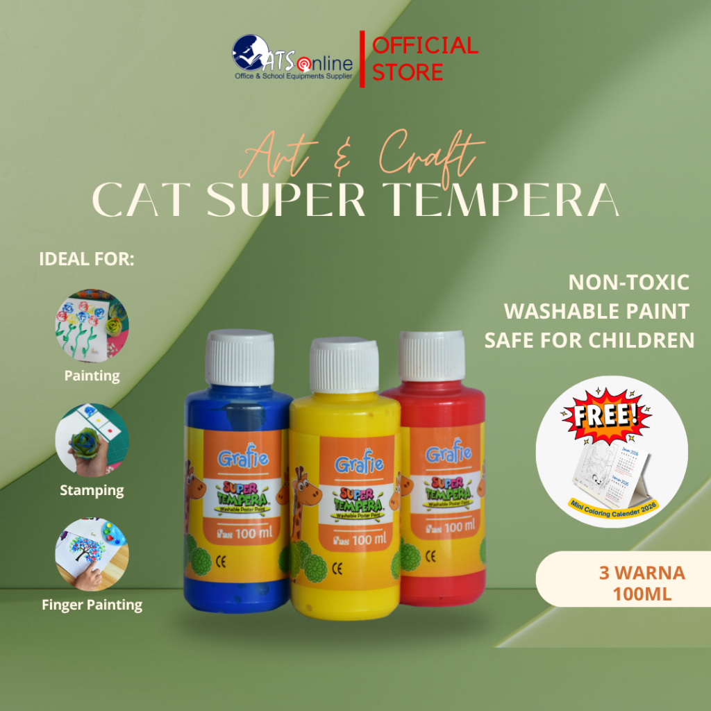 GRAFIE Finger Painting Cat Poster Super Tempera 3 Warna 100ml