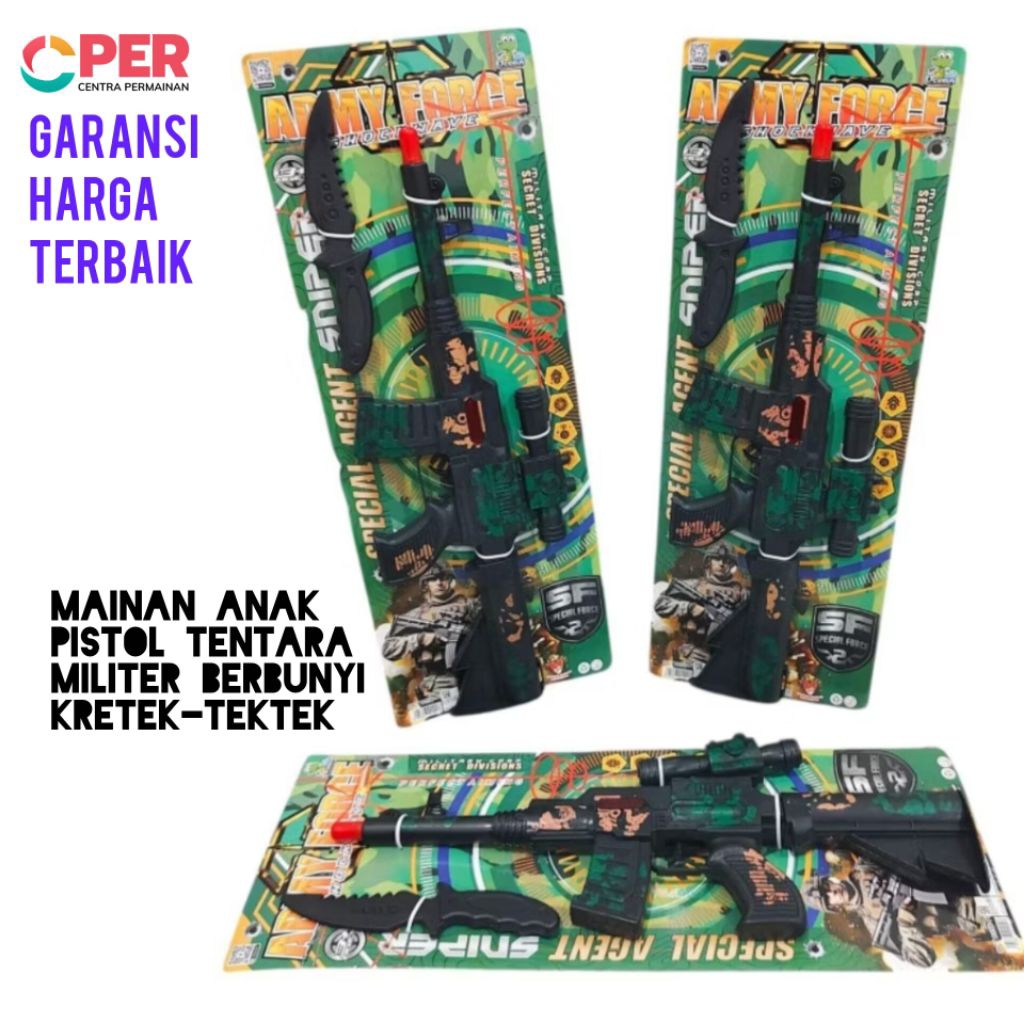 Mainan Anak Pistol Tentara Militer Berbunyi Kretek TekTek / Mainan Pistol Besar Murah / Pistol Besar