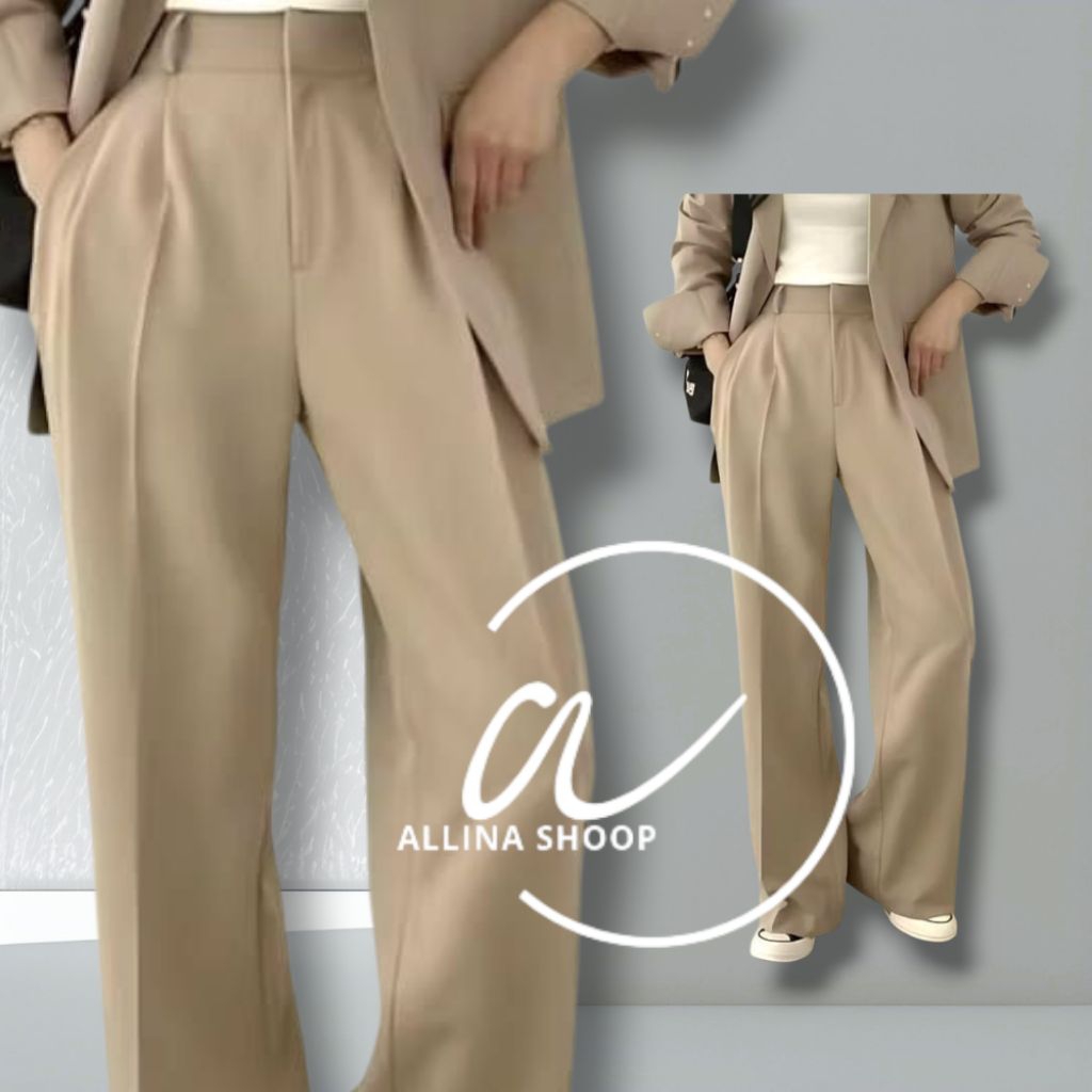 Celana kulot wanita highwaist kekinian ala korea basic / karet culotte panjang premium / celana kerj
