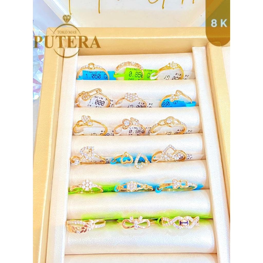 Cincin Emas Asli Wanita 8K Variasi Model Cantik Elegan Toko Mas Putera