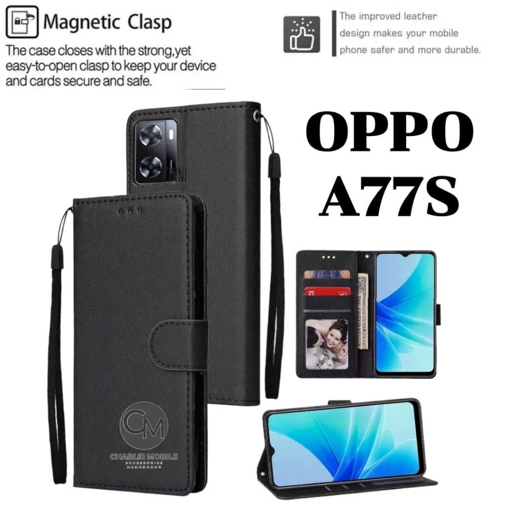 Flip Leather Case Oppo A77s 2022 Casing Dompet Kulit