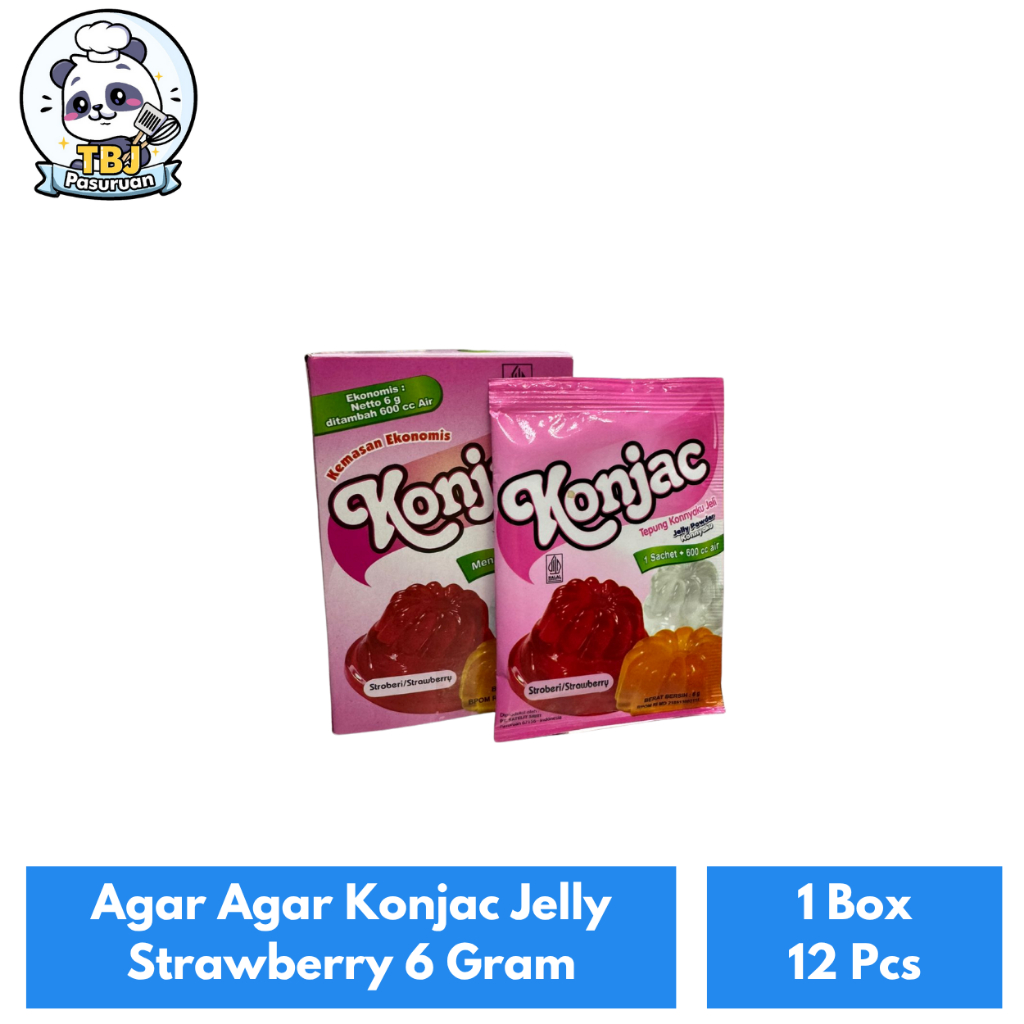 Agar Agar Konjac Jelly Strawberry 6 Gram Kemasan 1 Box Isi 12 Pcs