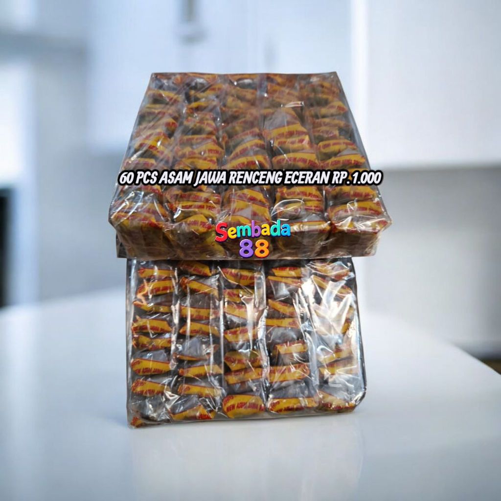 60 PCS ASAM JAWA ASLI 100 % ASEM RENCENG COKLAT ECERAN RP. 1.000 / ASEM JAWA / ASAM / TAMARIN