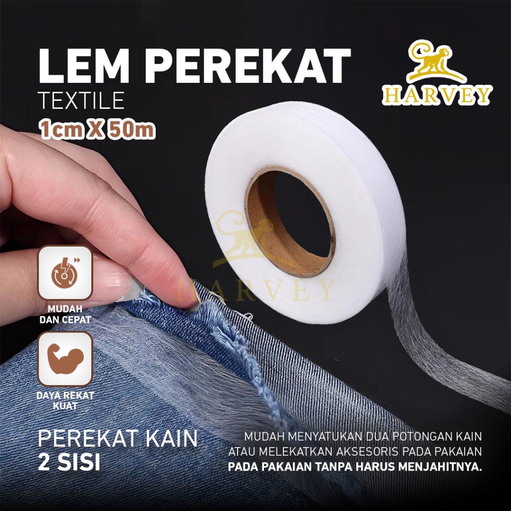 Lem Som Perekat Kain 2 Sisi | Lem Textil / Visofix | Lem Dua Sisii Lebar 1cm x 50m