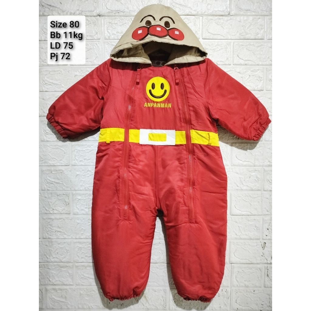 PL jaket jumpsuit tebal karakter Anpanman size 80, 1-2tahun