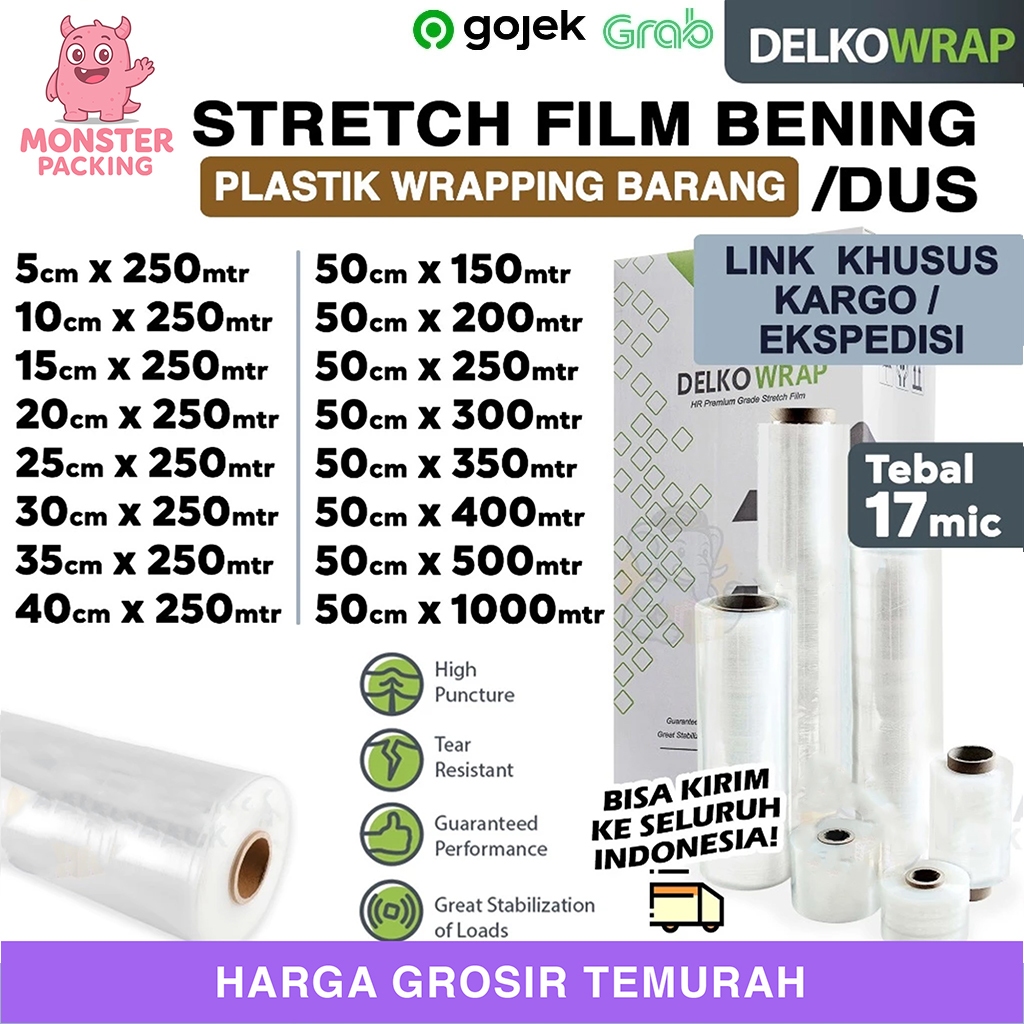 Plastik Wrapping STRETCH FILM BENING Pembungkus Wrap Barang Premium Tebal Delkowrap / DUS OJOL