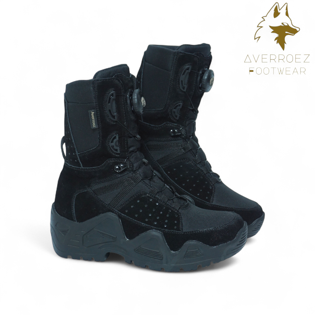 AVERROEZ FOOTWEAR PDL Sepatu PDL Tali Putar Kulit Suede untuk Pria TNI Polri Security Ukuran 39-45 S