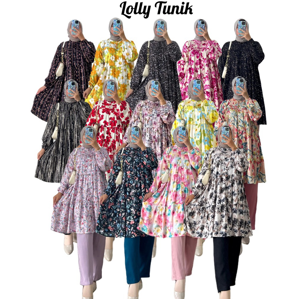 LOLLY TUNIK TERBARU SET TUNIK RAYON KOMBINASI