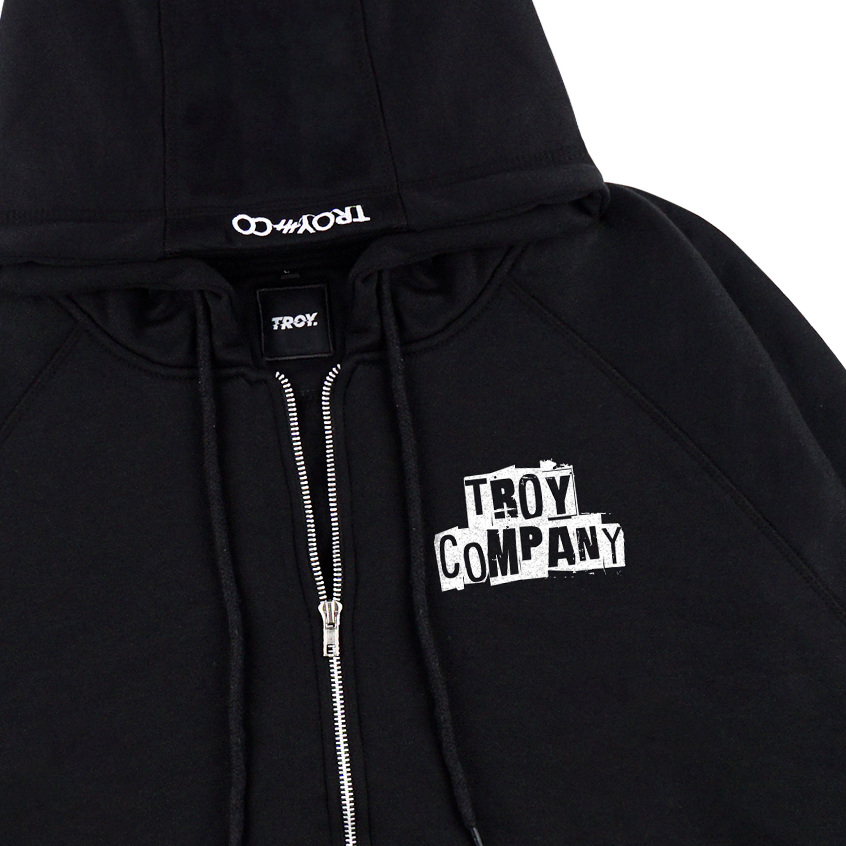 Troy Company Hoodie Boxy Double Slider Zip Black Grunk - Hoodie Zipper Hitam ZDSH 3378