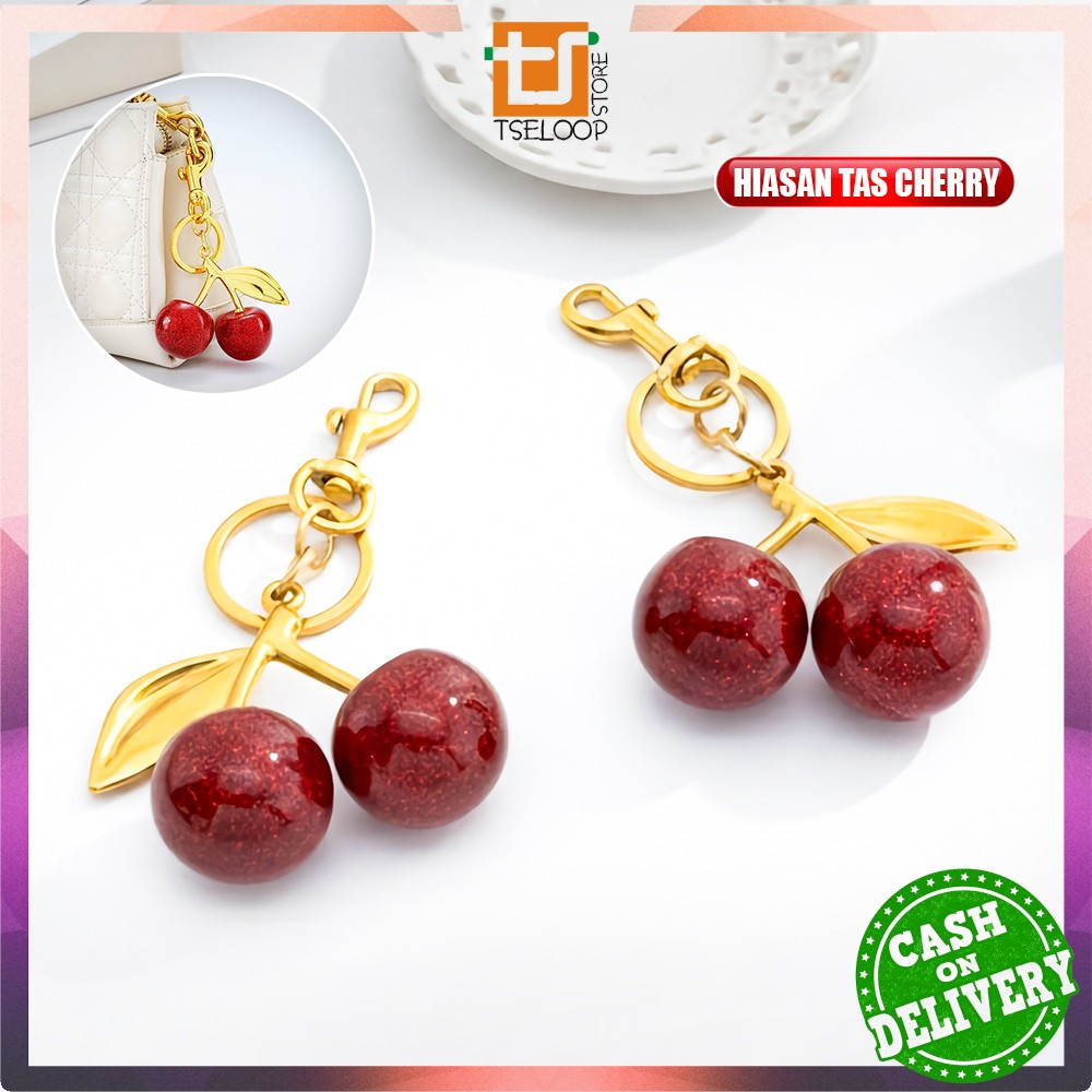 OFM-C1391 GANTUNGAN TAS CHERRY LUCU / AKSESORIS TAS BUAH CERI / BAG CHARM KEYCHAIN KOREA KEKINIAN /