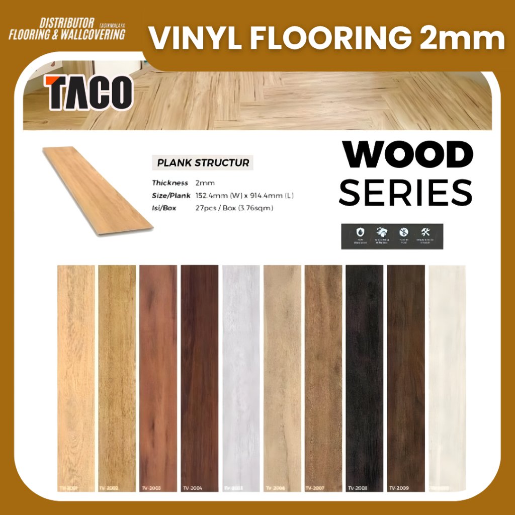TACO Luxury Vinyl 2mm Flooring | Lantai Vinyl Murah by TACO Harga Murah Tebal 2mm