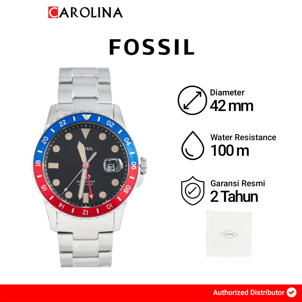 Jam Tangan Pria Fossil LE1156 Blue Black Dial Stainless Steel Strap