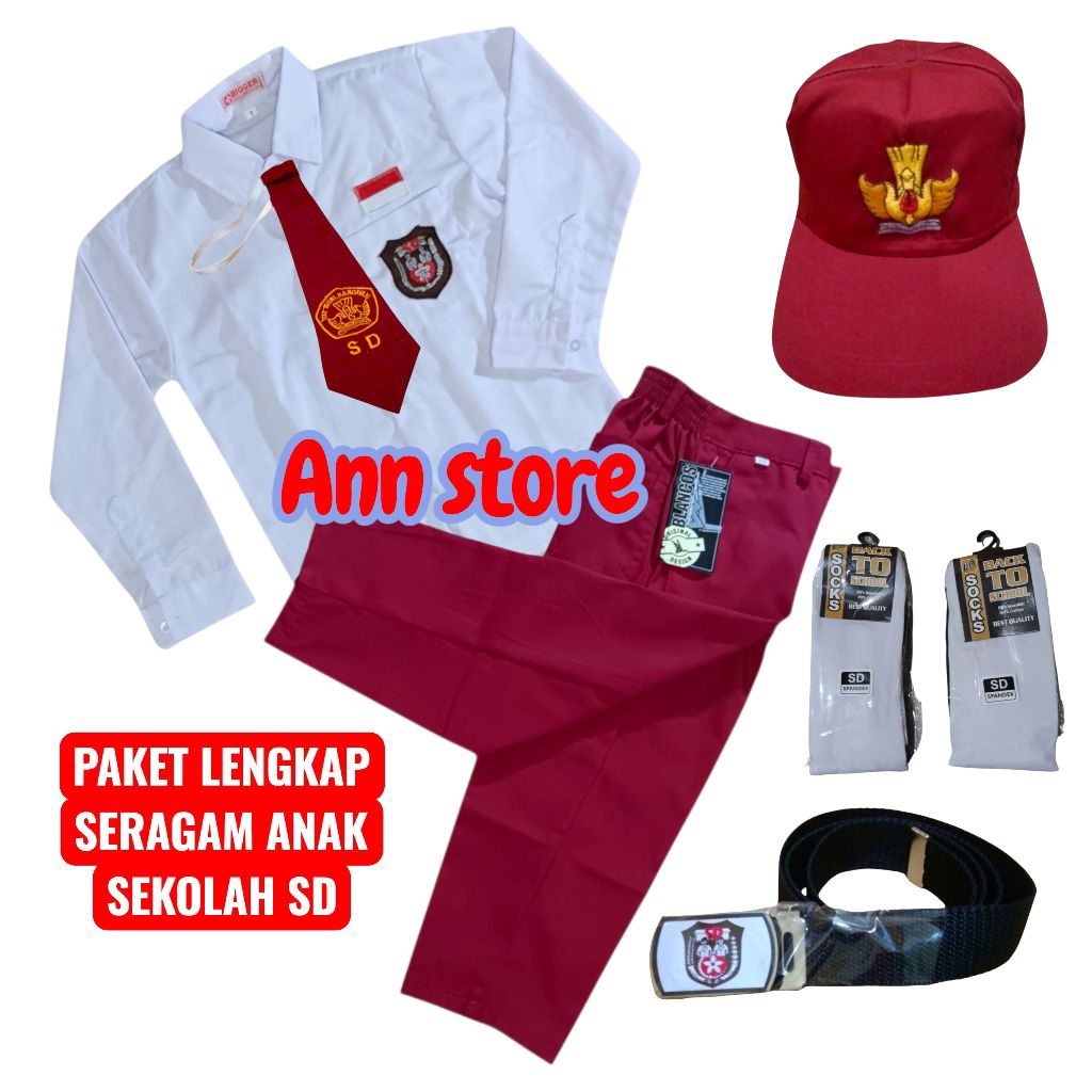 Setelan seragam sd laki laki,Seragam sd laki laki,Baju anak sd laki laki,Celana sekolah sd panjang
