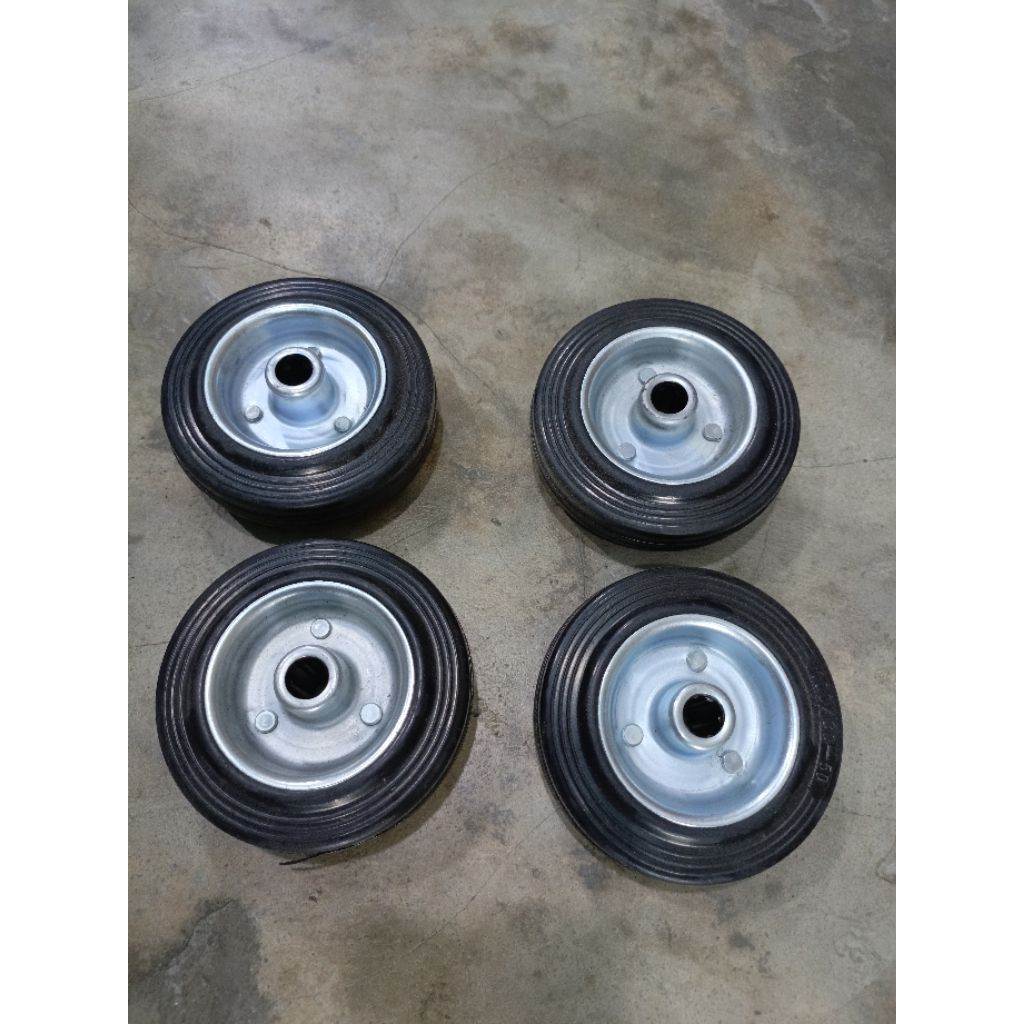 Roda karet Troli Ban Karet Hitam 3" & 4" inch 75mm dan 100mm roda only tanpa rumah