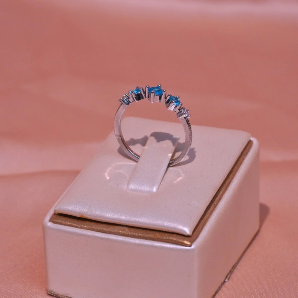 093 [ Fives Jewelry ] Cincin Wanita Titanium Fashion Wanita Kekinian Di Paduhi Dengan Permata Berwar