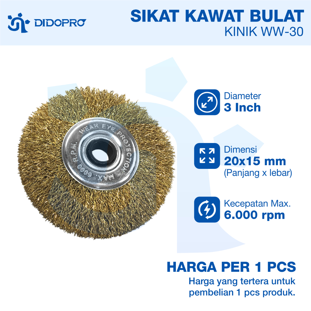 Wire Brush 3" kinik Sikat Baja Bulat