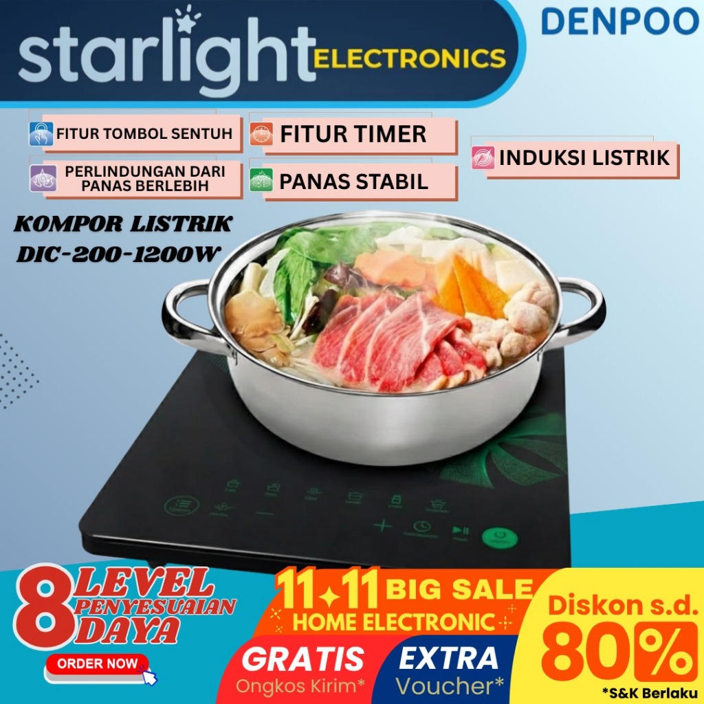 KOMPOR LISTRIK DENPOO DIC SERIES - INDUCTION COOKER DENPOO 200 - 1200 WATT