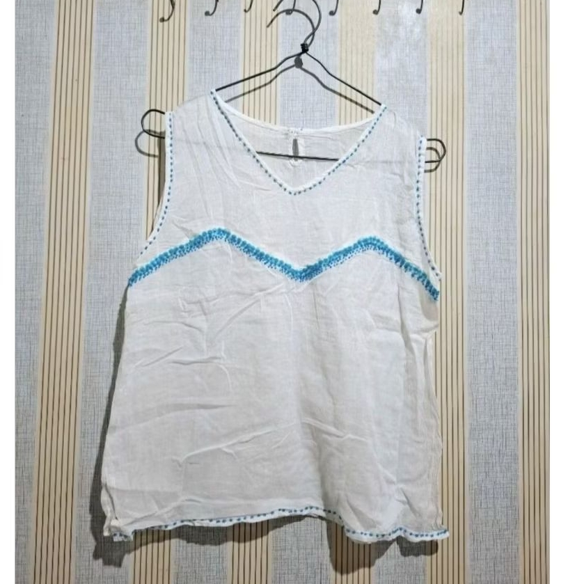 NET* OUTER WANITA TANPA LENGAN TIPIS PUTIH MANIK