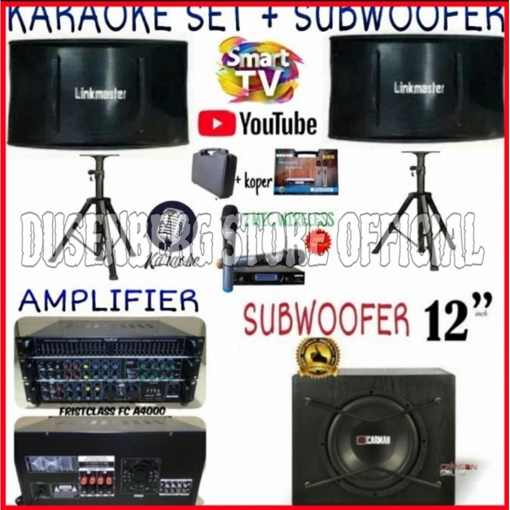 Karaoke Set Pro Linkmaster 10 In Plus Subwoofer 12 In Amplifier Smart Tv 2 Mic Wireless