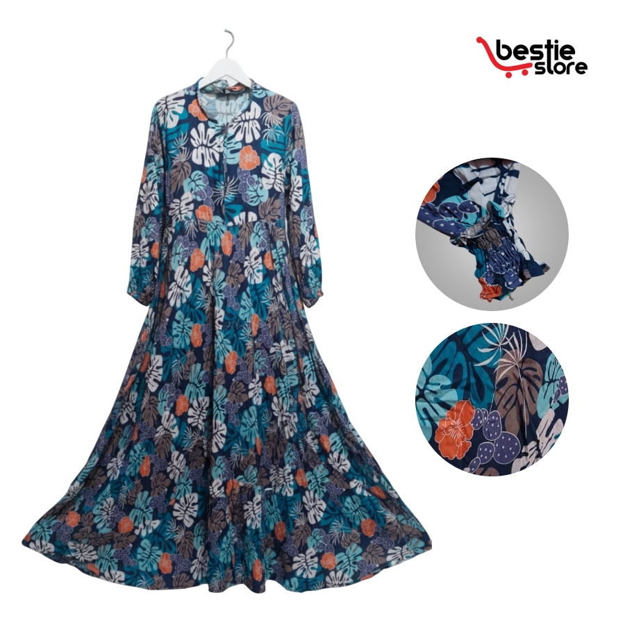 Gamis Syari Katun Bunga Sakura Fashion Muslim Terbaru Kekinian Termurah Dewasa Remaja Original