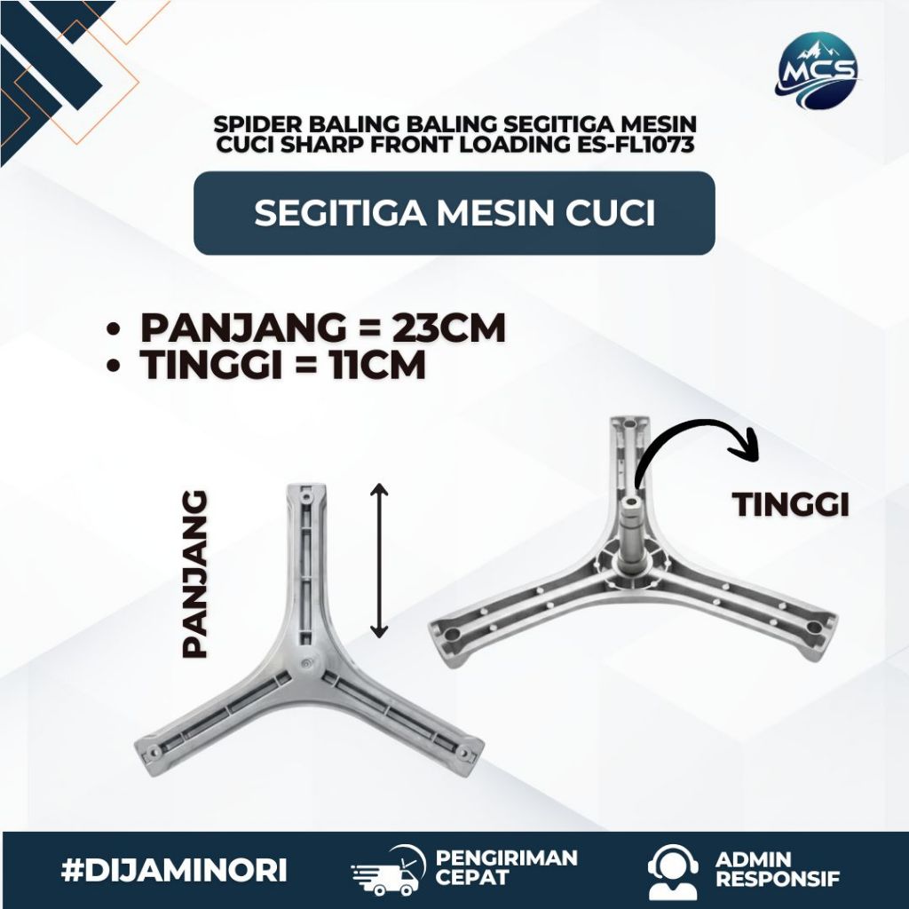 spider segitiga mesin cuci front loading SHARP ES-FL1073
