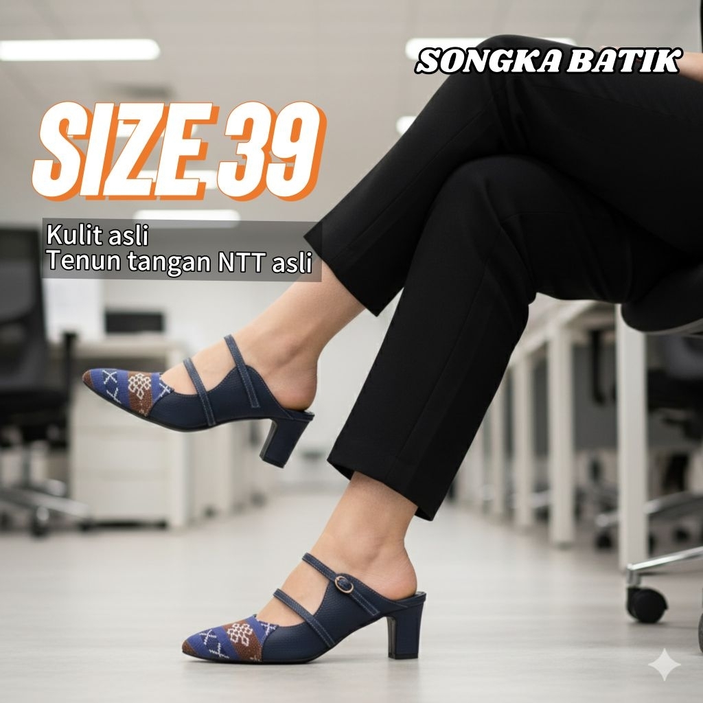 SEPATU TENUN NTT SEPATU HEELS WANITA KULIT ASLI TENUN NTT SIZE 39