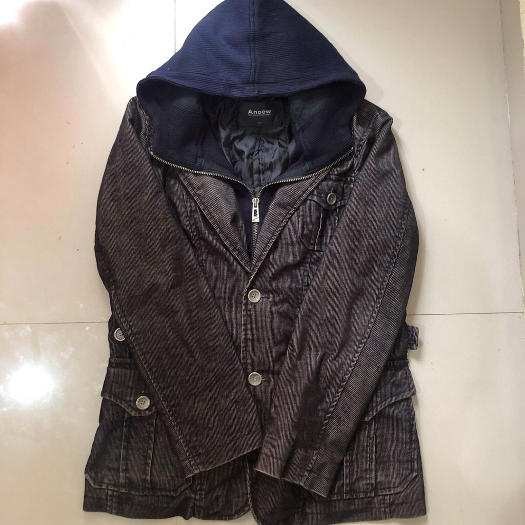 (RARE ITEM) ANDEW UNIQUE BLAZER HOODIE CASUAL FOR MEN BAHAN CORDUROY