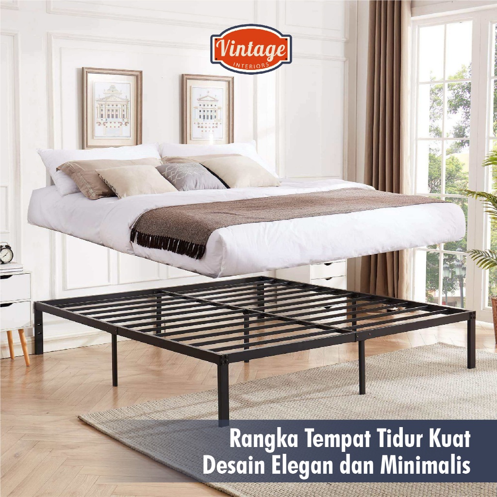 Ranjang Rakit Besi Single –Tempat Tidur Minimalis Kuat Tahan Lama –Tempat Tidur Kokoh & Mudah Diraki