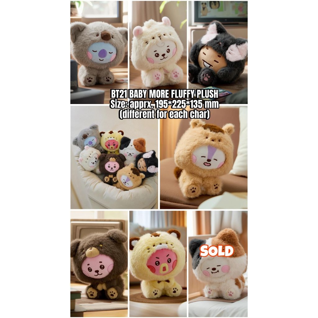 [OFFICIAL - READY KAMAR] Boneka BTS Bangtan BT21 baby more fluffy plush LINE FRIENDS KOYA RJ MANG SH