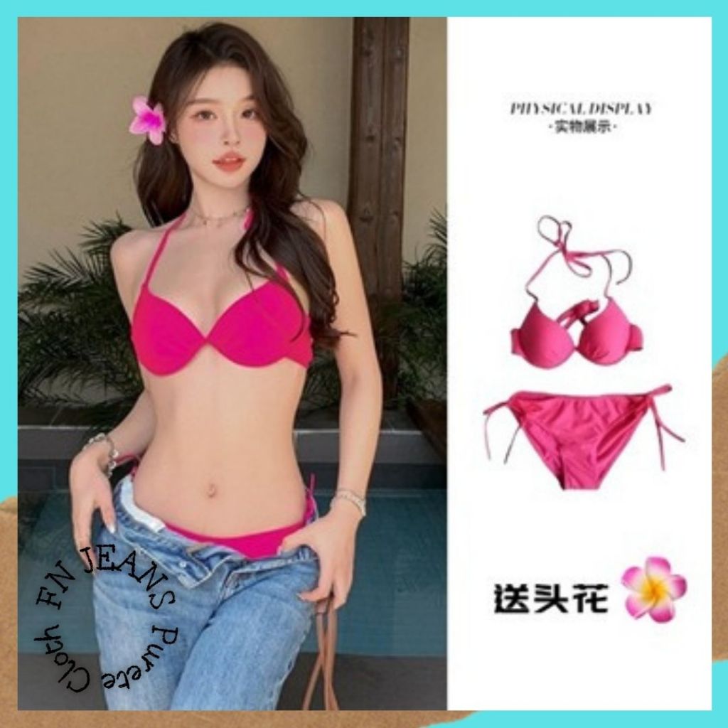 One Set Swimwear 2Pcs Baju Renang Wanita Japanese Style Baju Pantai Bali Hot Sexy BBW 09