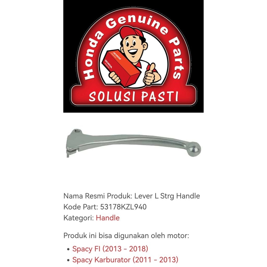 53178KZL940 Handle Rem Kiri Honda Spacy Karburator