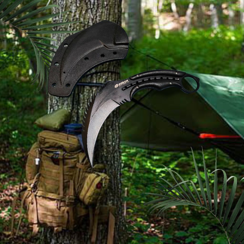 pisau survival camping outdoor - perlengkapan mendaki hiking kemah csgo