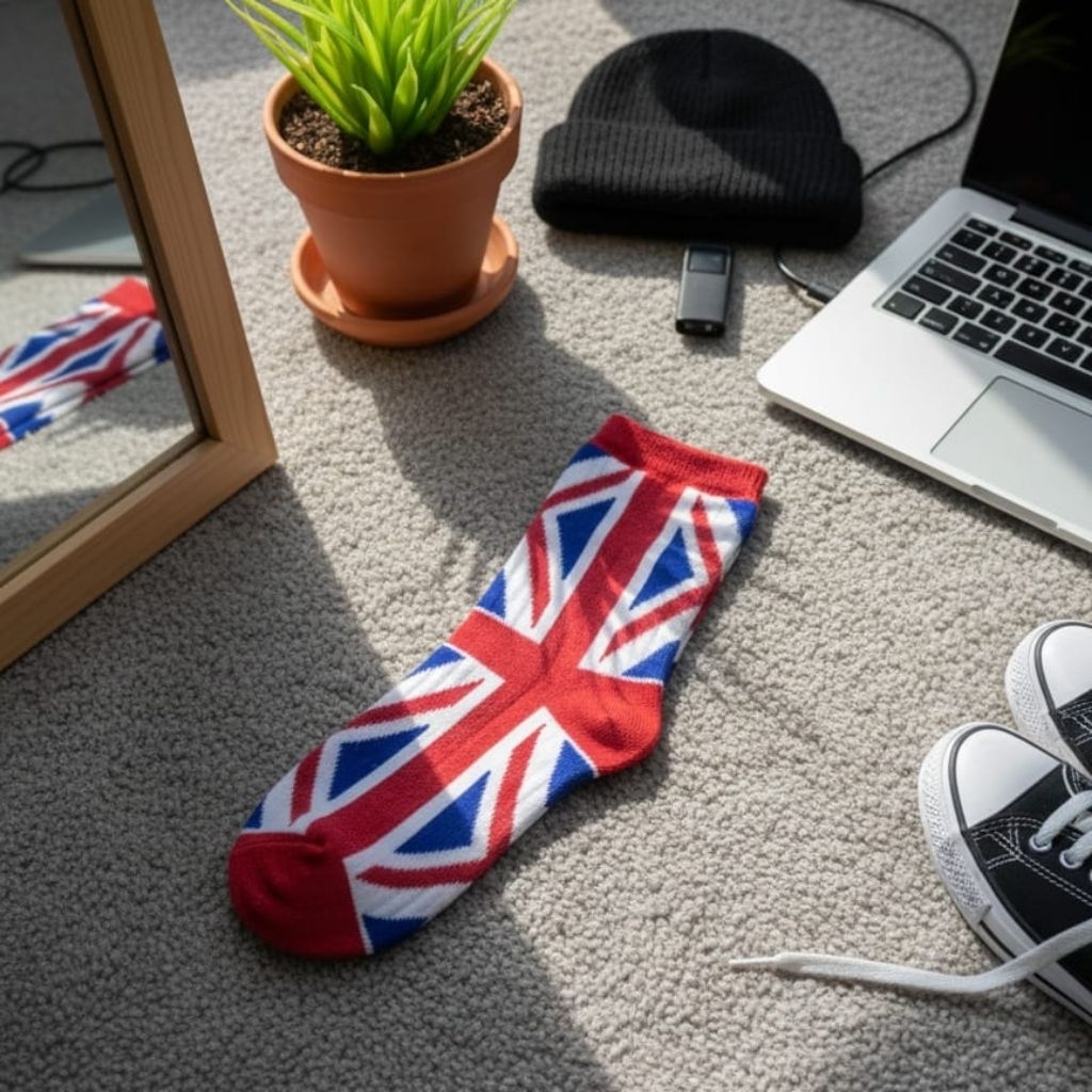 KAOS KAKI OLD SCHOOL VENDERE.SOCK MOTIF BENDERA ENGLAND