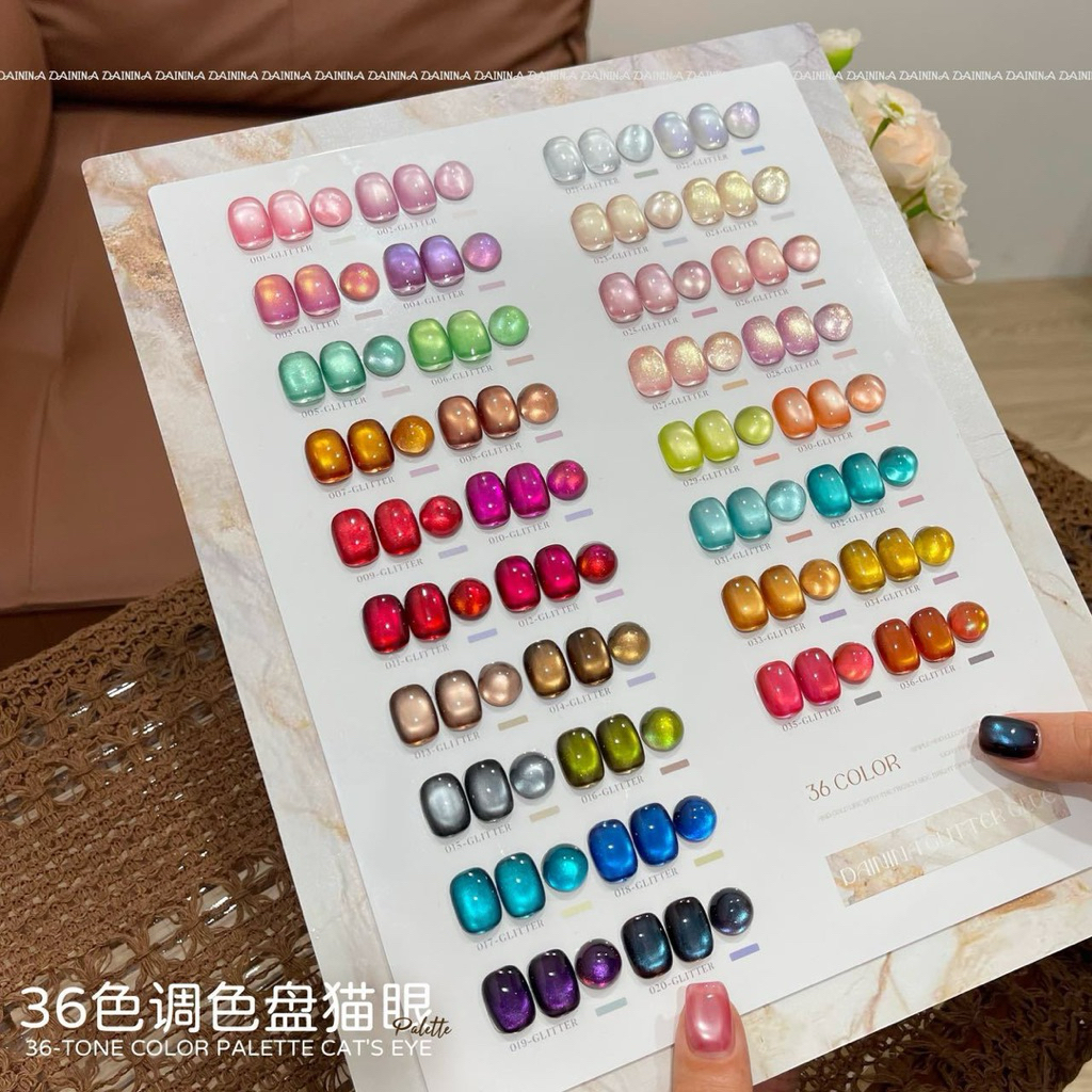 DAININA RAINBOW CATEYES GEL POLISH SET 36 Warna KUTEK GEL CAT EYE SET UV