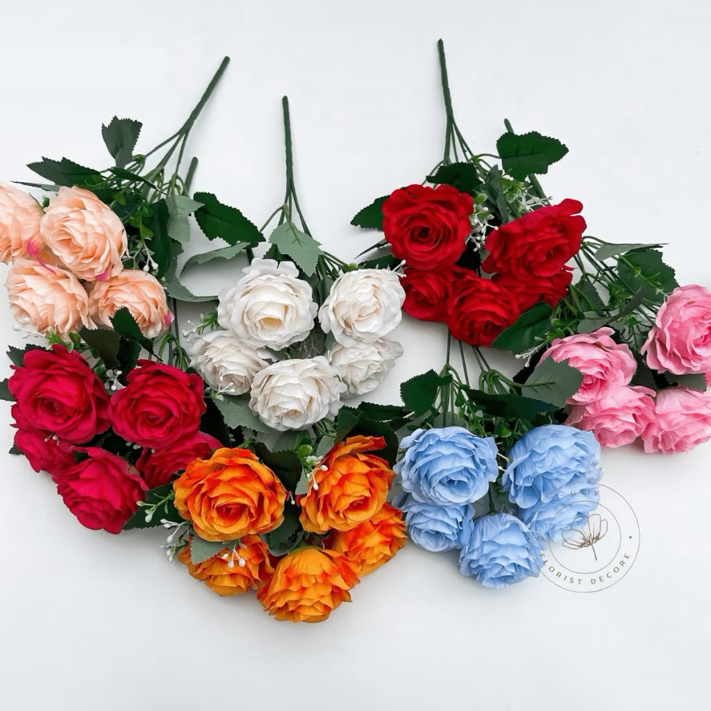 Bunga Mawar Palsu Premium kombinasi  X5 | Bunga Mawar Plastik